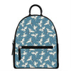 Flying Crane Bird Pattern Print Leather Backpack