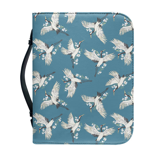 Flying Crane Bird Pattern Print Leather Bible Cover