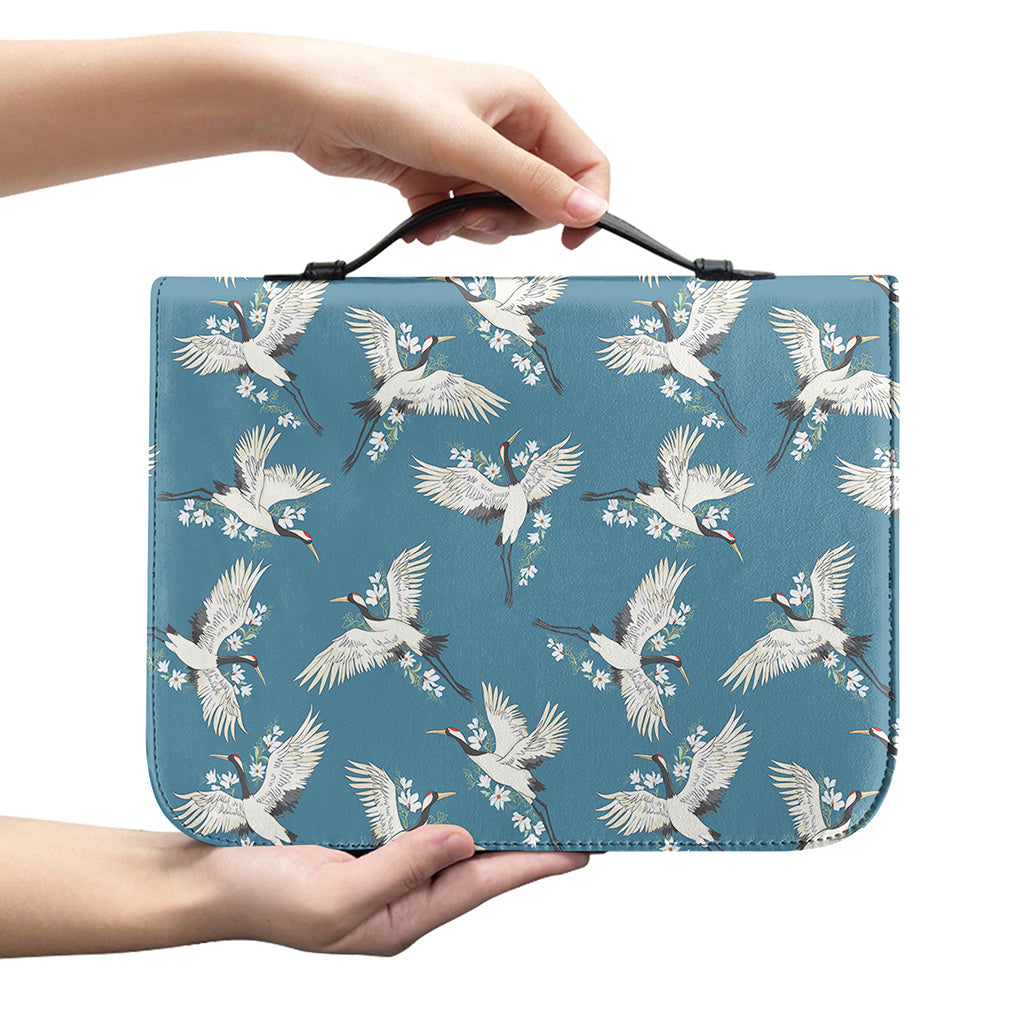 Flying Crane Bird Pattern Print Leather Bible Cover