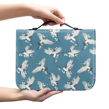 Flying Crane Bird Pattern Print Leather Bible Cover