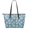 Flying Crane Bird Pattern Print Leather Tote Bag