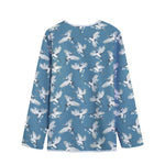 Flying Crane Bird Pattern Print Long Sleeve Short Coat