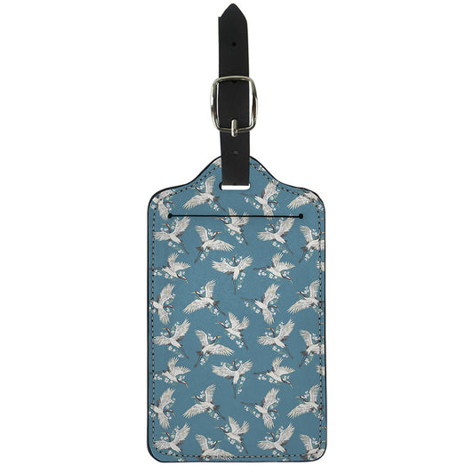 Flying Crane Bird Pattern Print Luggage Tag