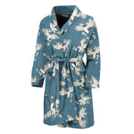 Flying Crane Bird Pattern Print Men's Bathrobe