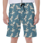 Flying Crane Bird Pattern Print Men's Beach Shorts