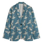 Flying Crane Bird Pattern Print Men's Blazer