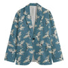 Flying Crane Bird Pattern Print Men's Blazer