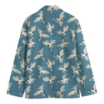 Flying Crane Bird Pattern Print Men's Blazer