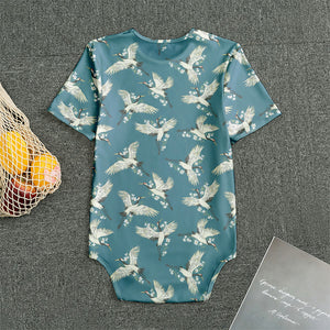 Flying Crane Bird Pattern Print Men's Bodysuit