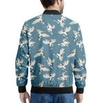 Flying Crane Bird Pattern Print Men's Bomber Jacket