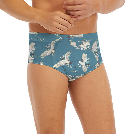 Flying Crane Bird Pattern Print Men's Briefs