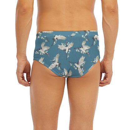 Flying Crane Bird Pattern Print Men's Briefs