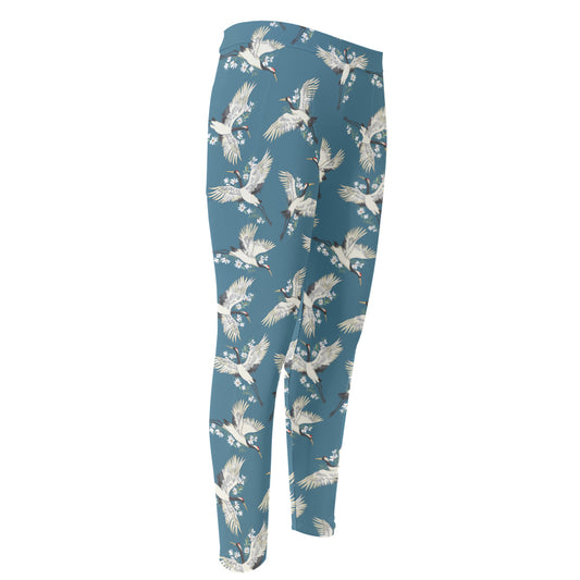 Flying Crane Bird Pattern Print Men's Compression Pants