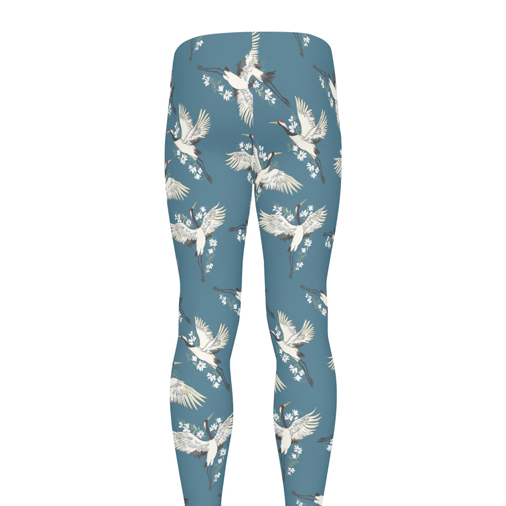 Flying Crane Bird Pattern Print Men's leggings