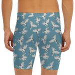 Flying Crane Bird Pattern Print Men's Long Boxer Briefs