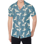 Flying Crane Bird Pattern Print Men's Shirt