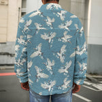 Flying Crane Bird Pattern Print Men's Shirt Jacket