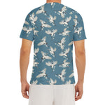 Flying Crane Bird Pattern Print Men's Short Sleeve Rash Guard