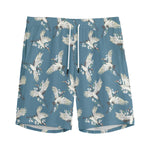 Flying Crane Bird Pattern Print Men's Sports Shorts