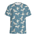 Flying Crane Bird Pattern Print Men's Athletic T-Shirt