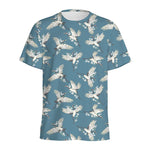 Flying Crane Bird Pattern Print Men's Sports T-Shirt