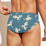 Flying Crane Bird Pattern Print Men's Swim Briefs
