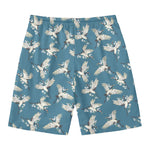 Flying Crane Bird Pattern Print Men's Swim Trunks