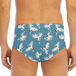 Flying Crane Bird Pattern Print Men's Triangle Swim Briefs