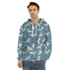 Flying Crane Bird Pattern Print Men's Velvet Pullover Hoodie