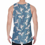 Flying Crane Bird Pattern Print Men's Velvet Tank Top