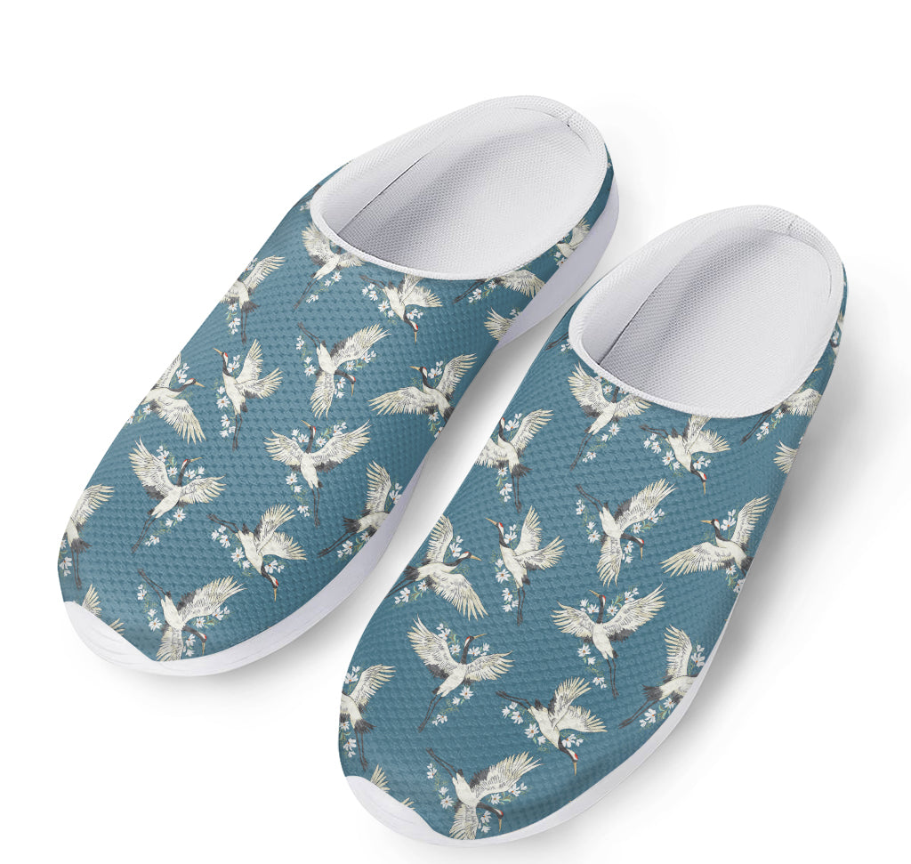 Flying Crane Bird Pattern Print Mesh Casual Shoes