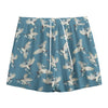 Flying Crane Bird Pattern Print Mesh Shorts