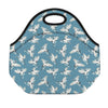 Flying Crane Bird Pattern Print Neoprene Lunch Bag