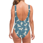 Flying Crane Bird Pattern Print One Piece Swimsuit
