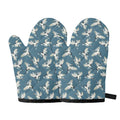 Flying Crane Bird Pattern Print Oven Mitts