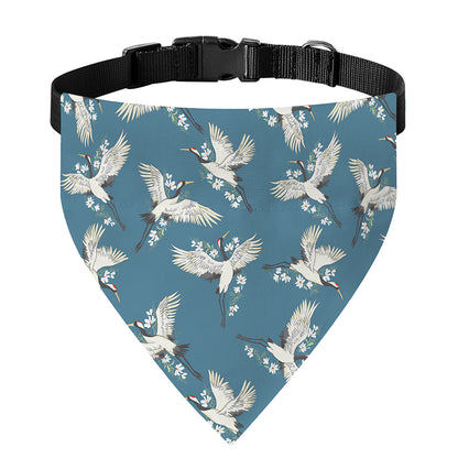 Flying Crane Bird Pattern Print Over The Collar Dog Bandana