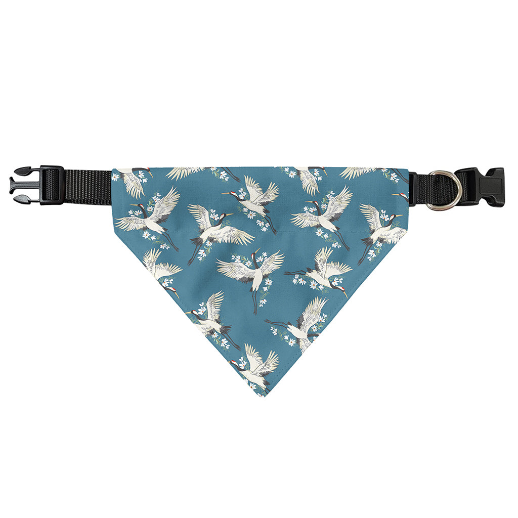 Flying Crane Bird Pattern Print Over The Collar Dog Bandana