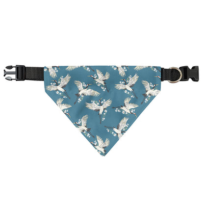 Flying Crane Bird Pattern Print Over The Collar Dog Bandana