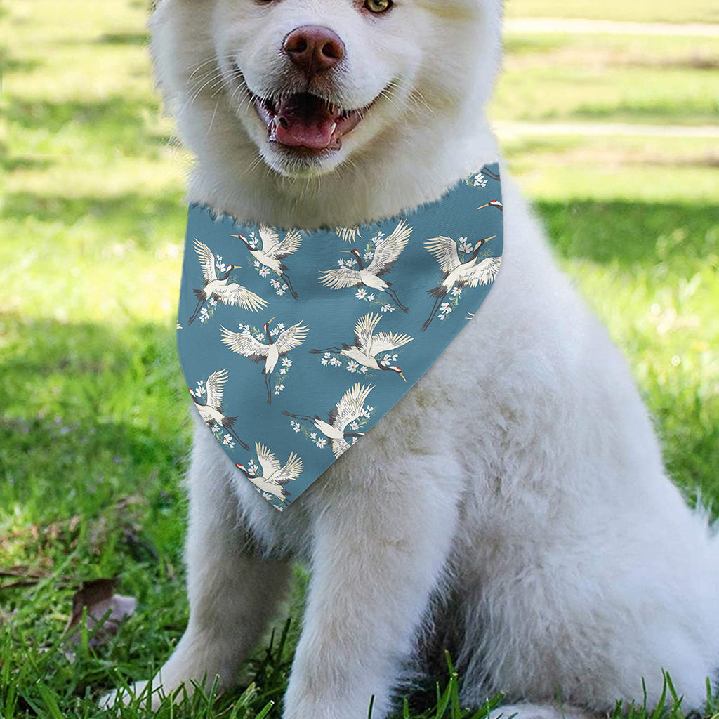 Flying Crane Bird Pattern Print Over The Collar Dog Bandana
