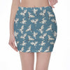 Flying Crane Bird Pattern Print Pencil Mini Skirt