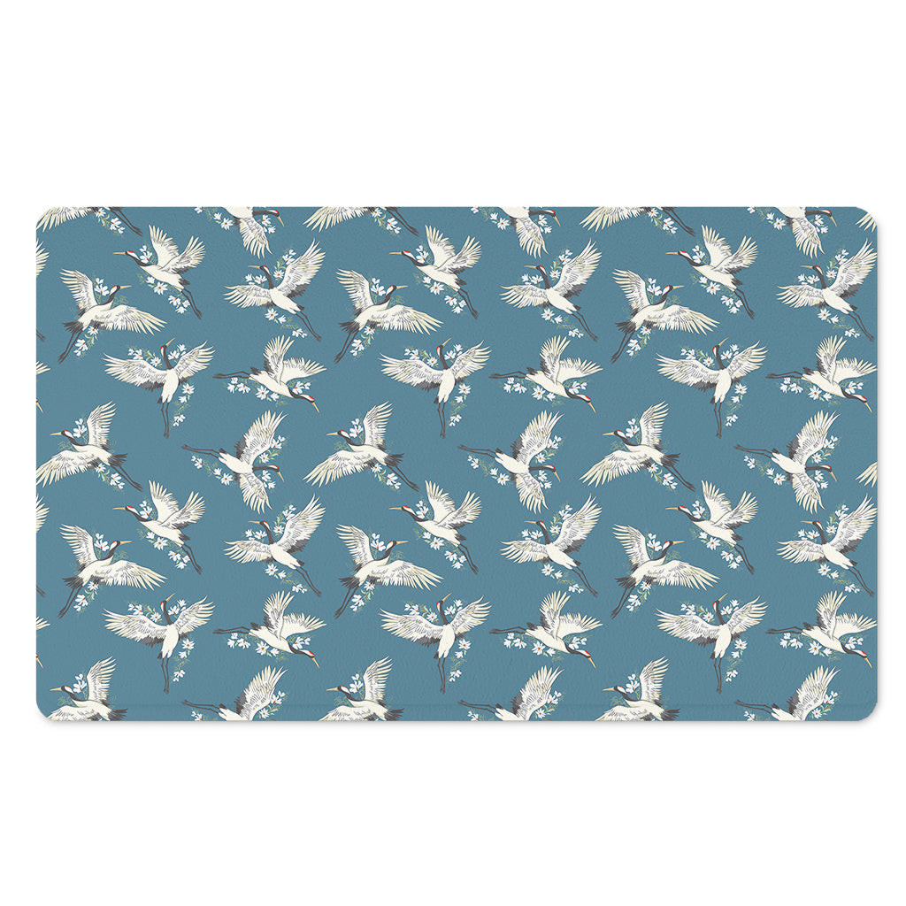 Flying Crane Bird Pattern Print Polyester Doormat