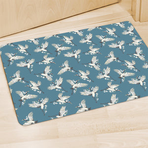 Flying Crane Bird Pattern Print Polyester Doormat