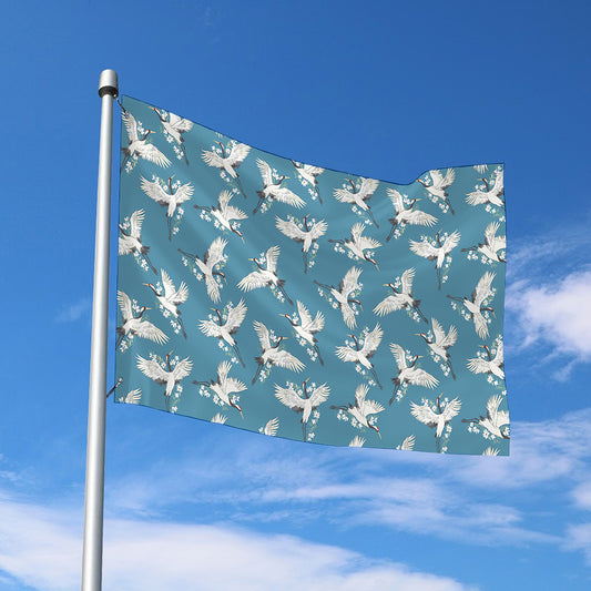 Flying Crane Bird Pattern Print Polyester Flag