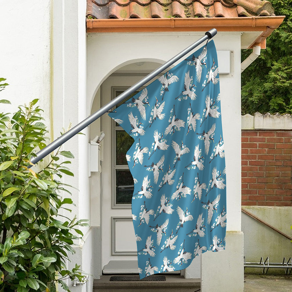 Flying Crane Bird Pattern Print Polyester Flag