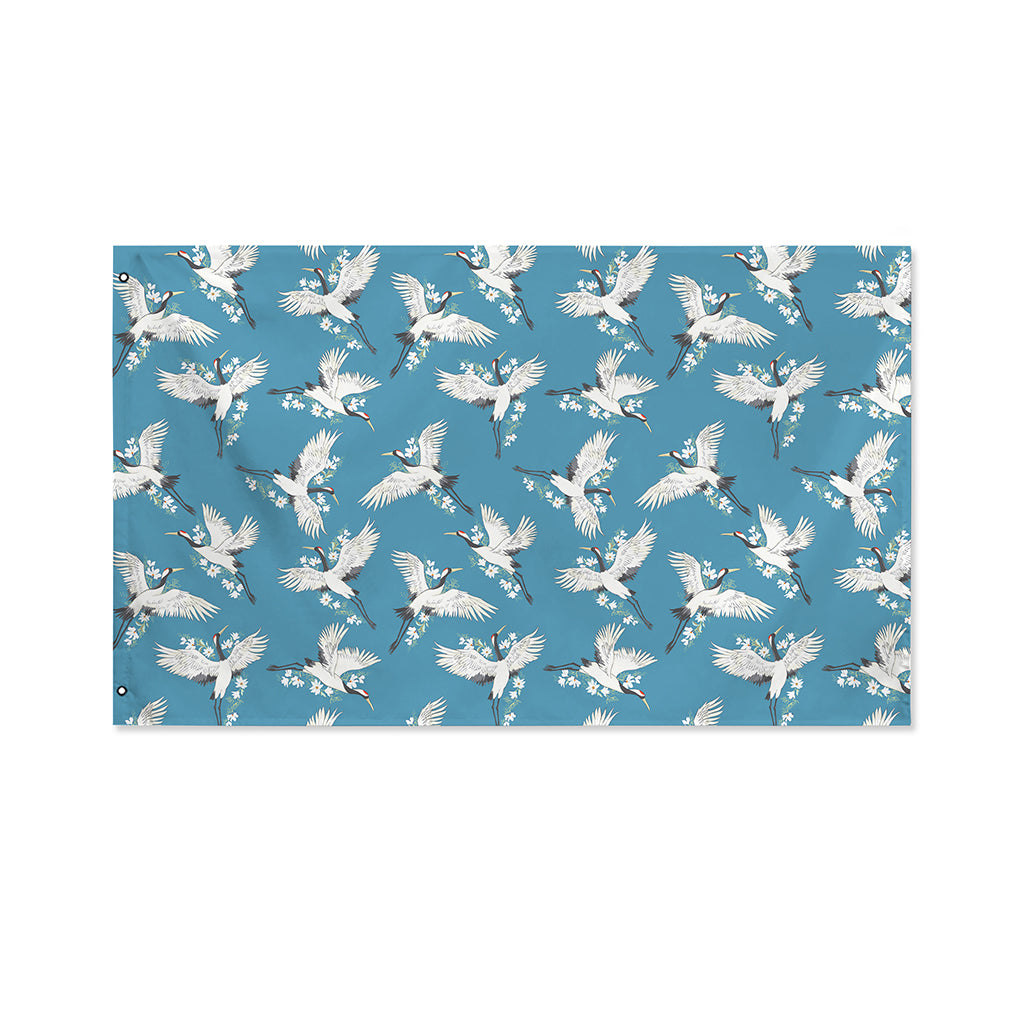 Flying Crane Bird Pattern Print Polyester Flag