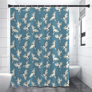 Flying Crane Bird Pattern Print Premium Shower Curtain