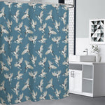 Flying Crane Bird Pattern Print Premium Shower Curtain