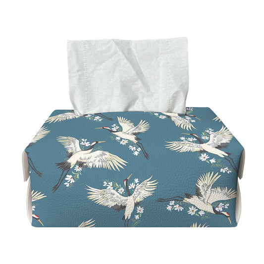 Flying Crane Bird Pattern Print Rectangle Tissue Box Cover