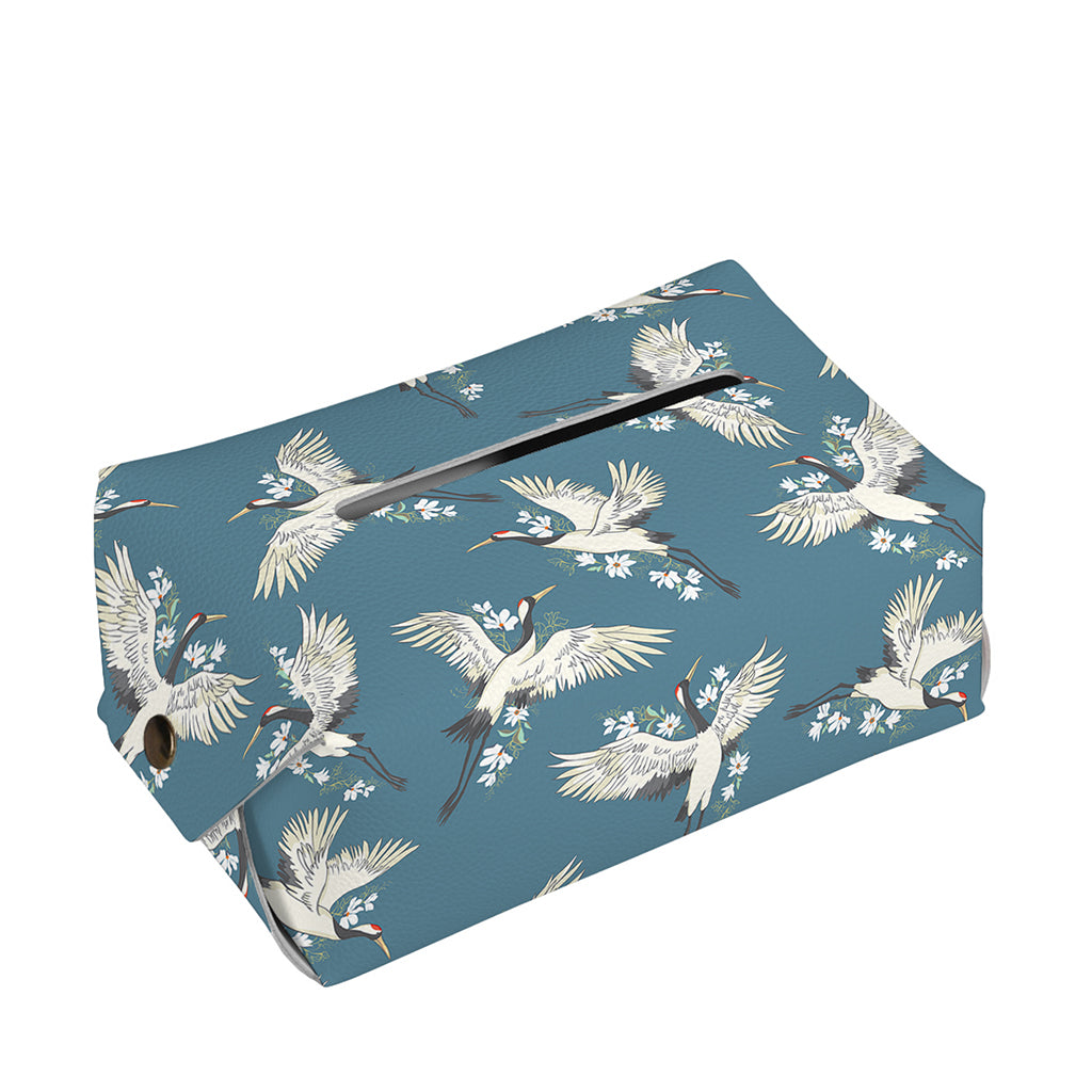 Flying Crane Bird Pattern Print Rectangle Tissue Box Cover