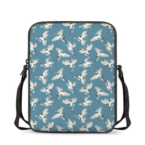 Flying Crane Bird Pattern Print Rectangular Crossbody Bag